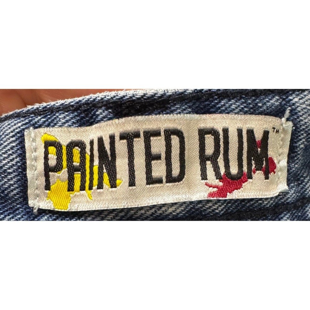 Painted Rum Jeans Distressed Paint Splatter Light Wash Blue Grunge Skater 32x32 - Picture 5 of 9